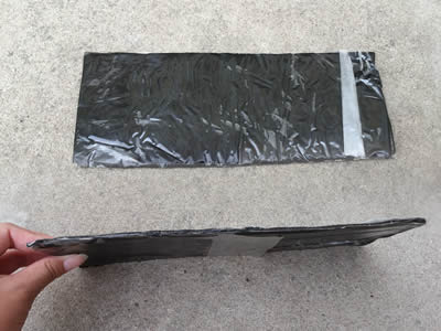 A small segment steel butyl putty rubber waterstop in positive and section.